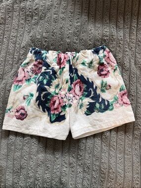 Women's Floral Terry Cloth Shorts - Pink & Navy